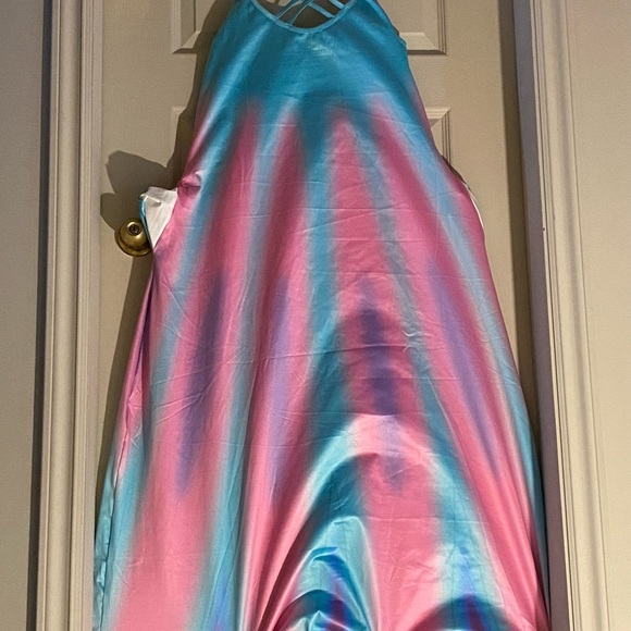 LADIES LONG CRISS CROSS NECK SLEEP DRESS - Picture 5 of 9